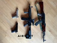 Lot airsoft à vendre M4 blowback, AK47, Pistolets Colt M45A1, P226 Xfive Blackwater